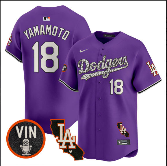 Men Los Angeles Dodgers #18 Yamamoto 2025 purple Limited Stitched Jersey style 2